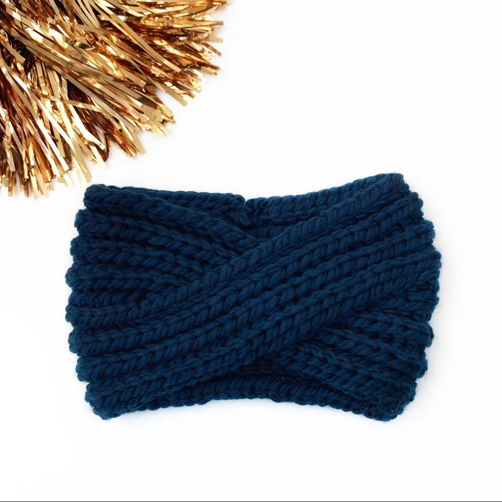 Chunky Winter Knit Headband- MIDNIGHT BLUE - Picture 5 of 11